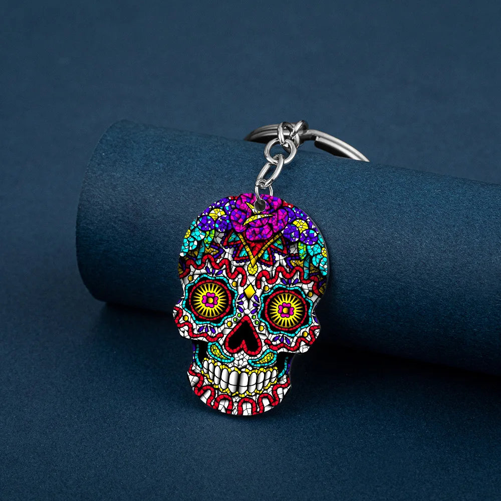HNSP Stainless Steel Goth Skull Pendant Chain Necklace For Men Women Halloween Key Chain Accessory Gift - Charlie Dolly