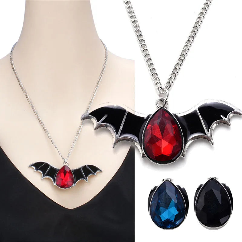 Gothic Vampire Bat Necklace for Women Girl Charms Punk Choker Chain Collar Party Cosplay Jewelry Goth Necklaces Halloween Gift - Charlie Dolly