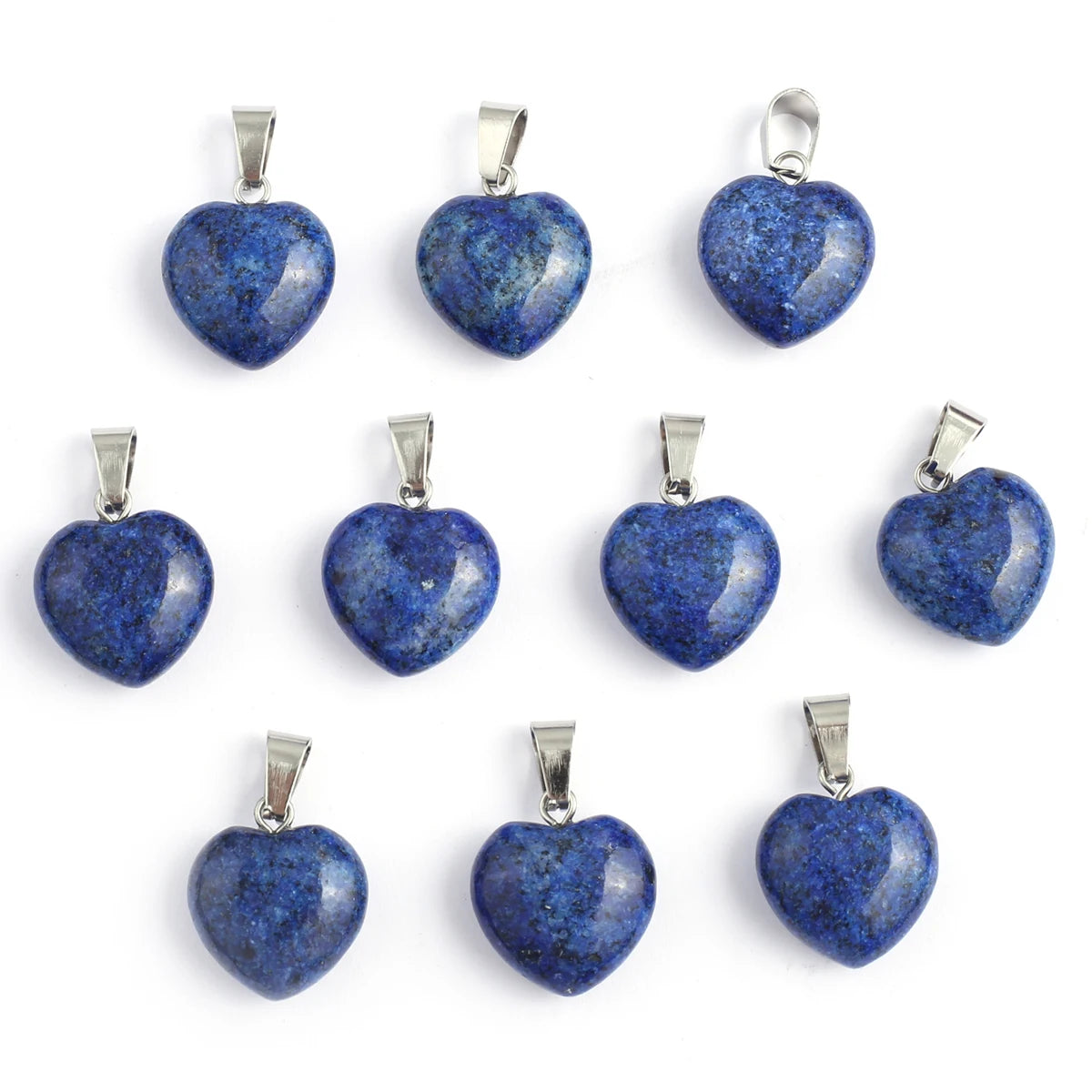 4Pcs Small Pendant Natural Stone Heart-Shaped Lapis lazuli Pendat For Jewelry Making DIY Necklace Earrings Accessory