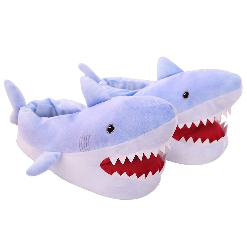 Cute Shark Shape House Women Cotton Slippers Autumn Winter Warm Indoor Floor Girls Shoes Cartoon Ladies Fluffy Slides Onesize - Charlie Dolly