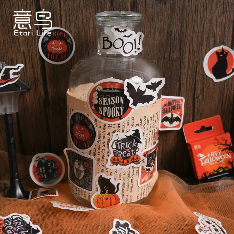 46pcs Etori Life Halloween Sticker Pack DIY Material Decorative Stationery Album Diary Cup Notebook Mobile Phone Toy Scrapbook - Charlie Dolly