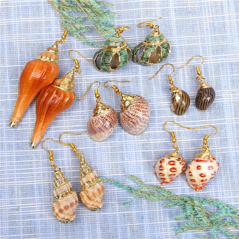 New In Natural Shell Sea Scallop Drop Earrings Boho Shell Drop Earrings for Women Femal Sea Beach Earrings Summer Jewelry Gifts