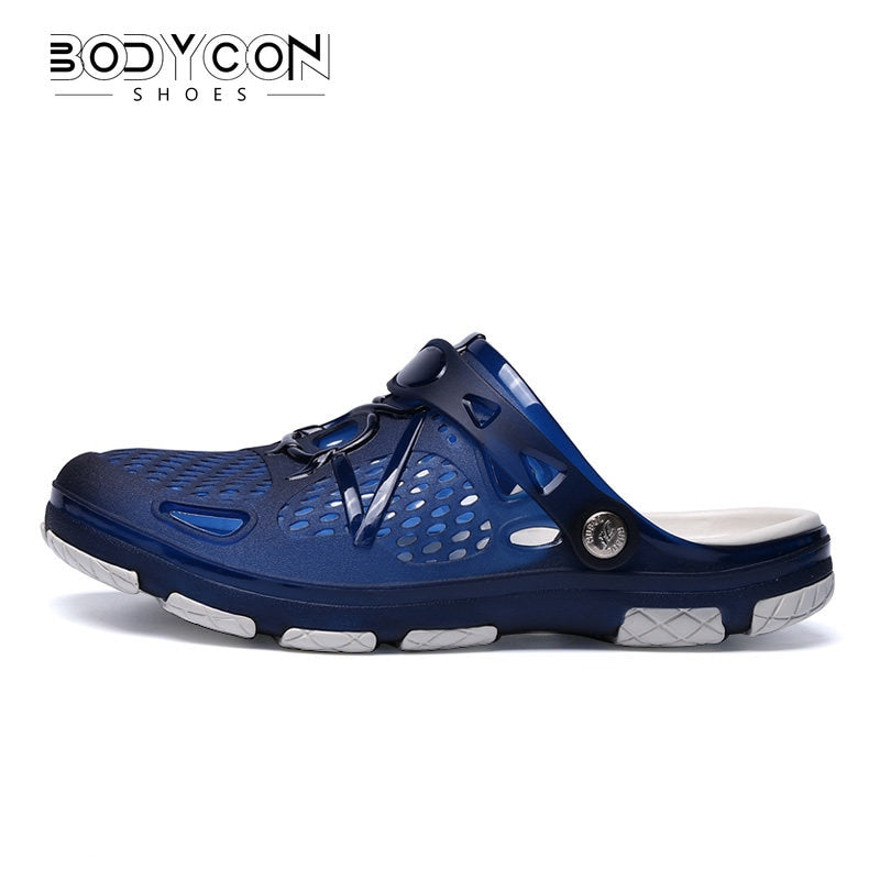 Summer Men Hollow Casual Breathable Slippers Outdoor Sports Beach Shoes Garden Light Weight EVA Double Color Jelly Flip Sandals - Charlie Dolly