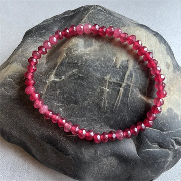 4*6MM Faceted Red Ruby Jade Bracelet Vintage Natural Stone Jewelry Noble Elegant Exquisite Beaded Hand ChainWomen Boho Geometric