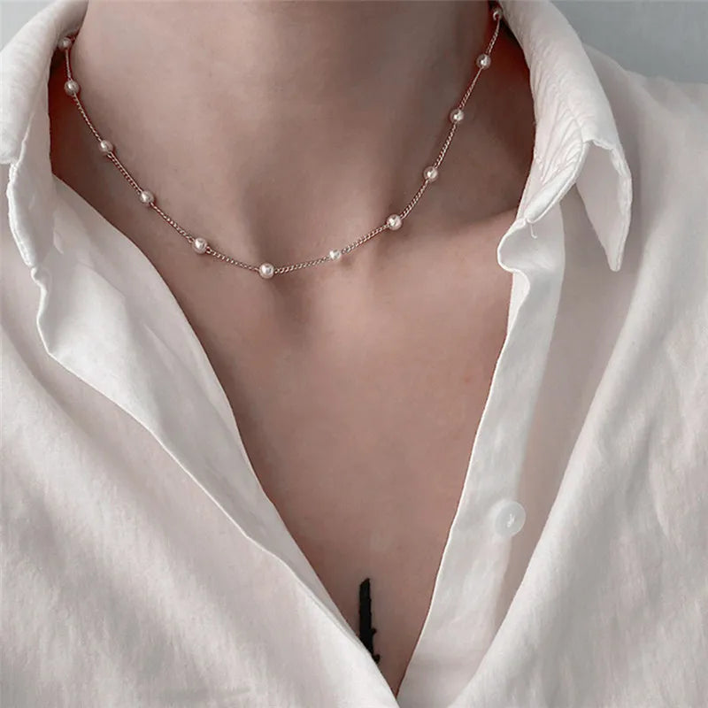 جديد الخرز المرأة سلسلة عنق Kpop اللؤلؤ المختنق قلادة الذهب اللون القوطي Chocker مجوهرات على الرقبة قلادة 2026 طوق لفتاة
