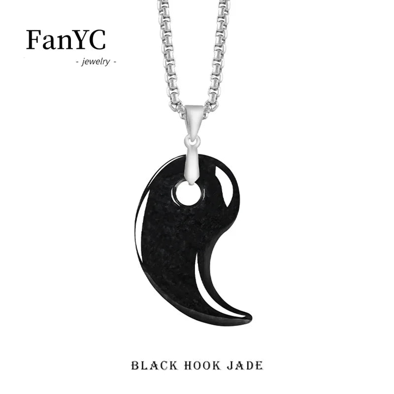 Natural Burmese Jadeite Magatama Pendant with Exquisite Carving Stylish Minimalist Necklace for Men and Women Perfect Gifts