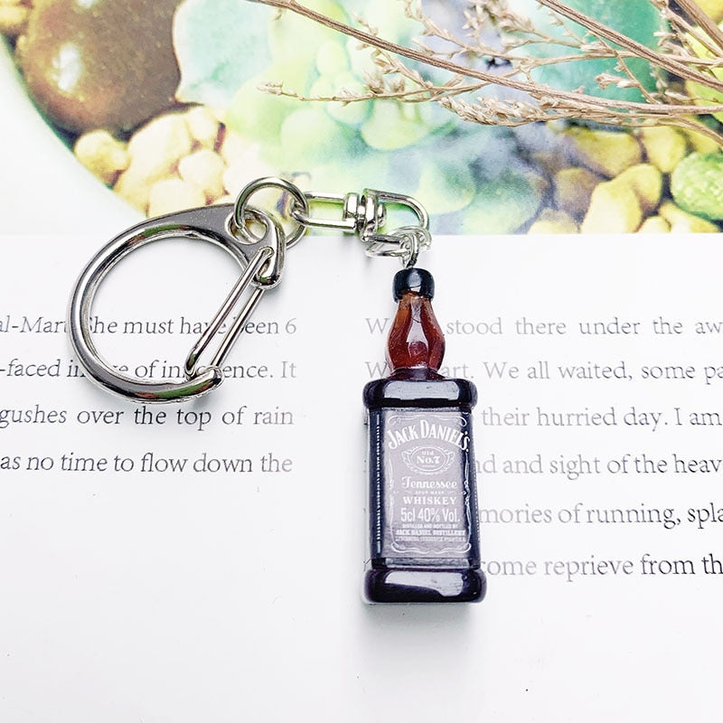 Wine Bottle Keychain Resin Simulation Mini Beer Cocktail Men Women Boyfriend Key Chain Alcohol Lovers Father's Day Gift - Charlie Dolly