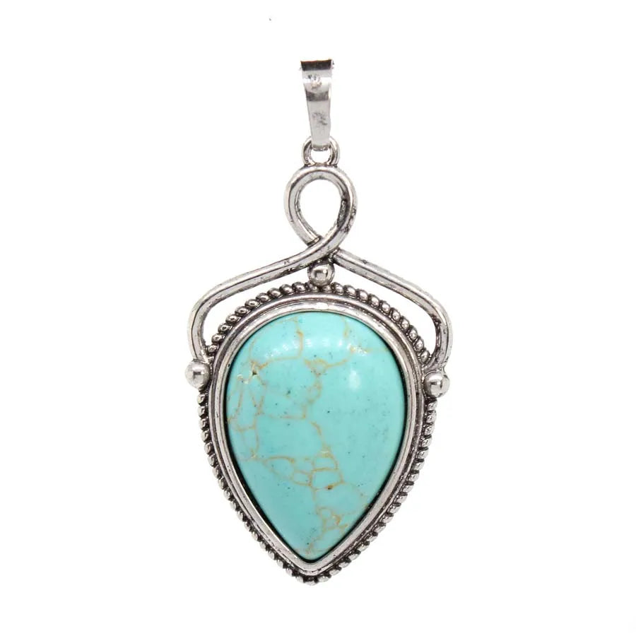 Women's Natural Crystal Stone Water Drop Pendants For DIY Necklace Amethyst Rose Quartz Lapis Lazuli Boho Men Jewelry Making