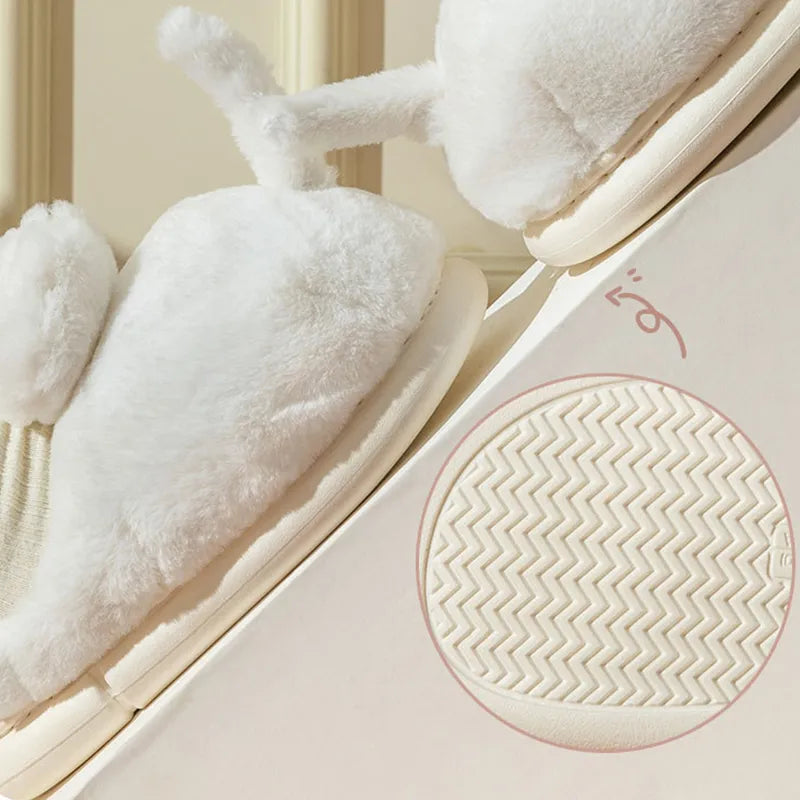 2022 New Cute Cat Slippers Women Winter Home Furry Slippers Indoor Floor Kawaii Floor Shoes Non-slip Fluffy Winter Warm Slippers - Charlie Dolly