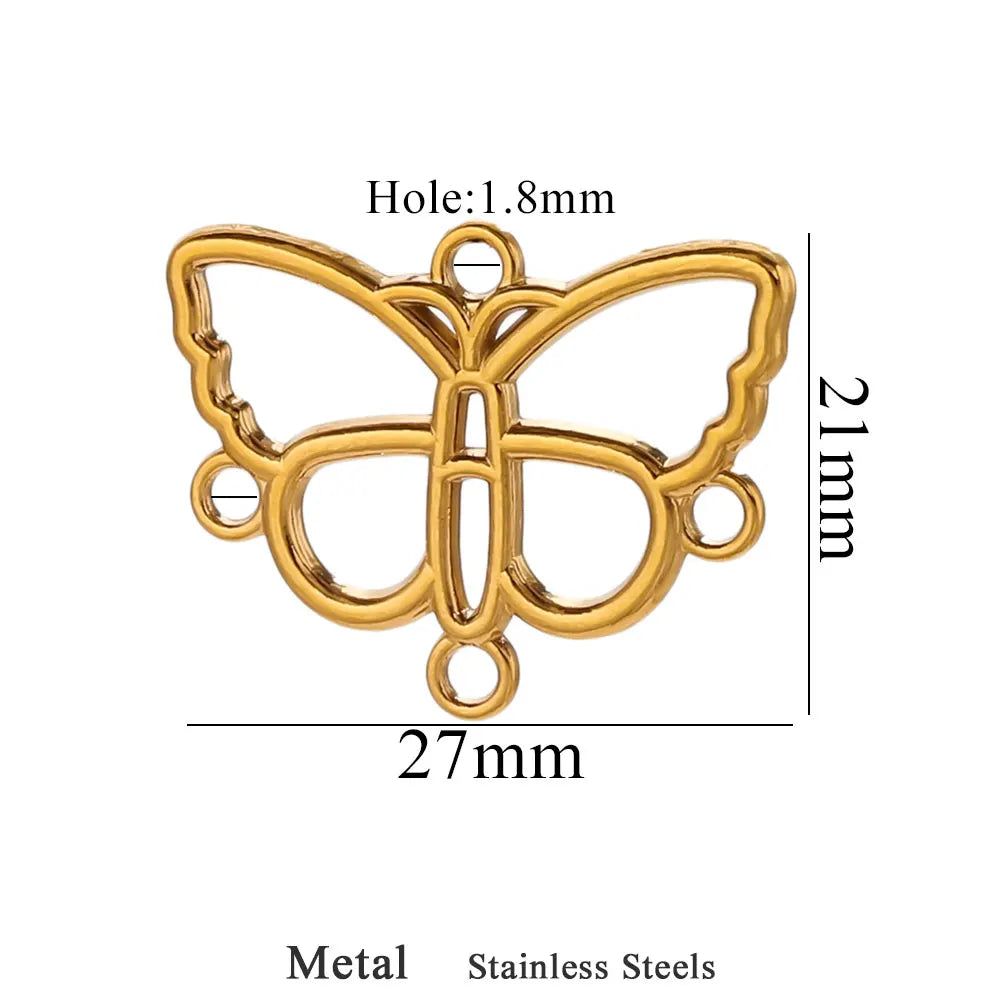 5pcs Stainless Steel Earring Connector Charms Boho Gold Hollow Pendants for Women DIY Jewelry Earring Necklace Making Wholesale