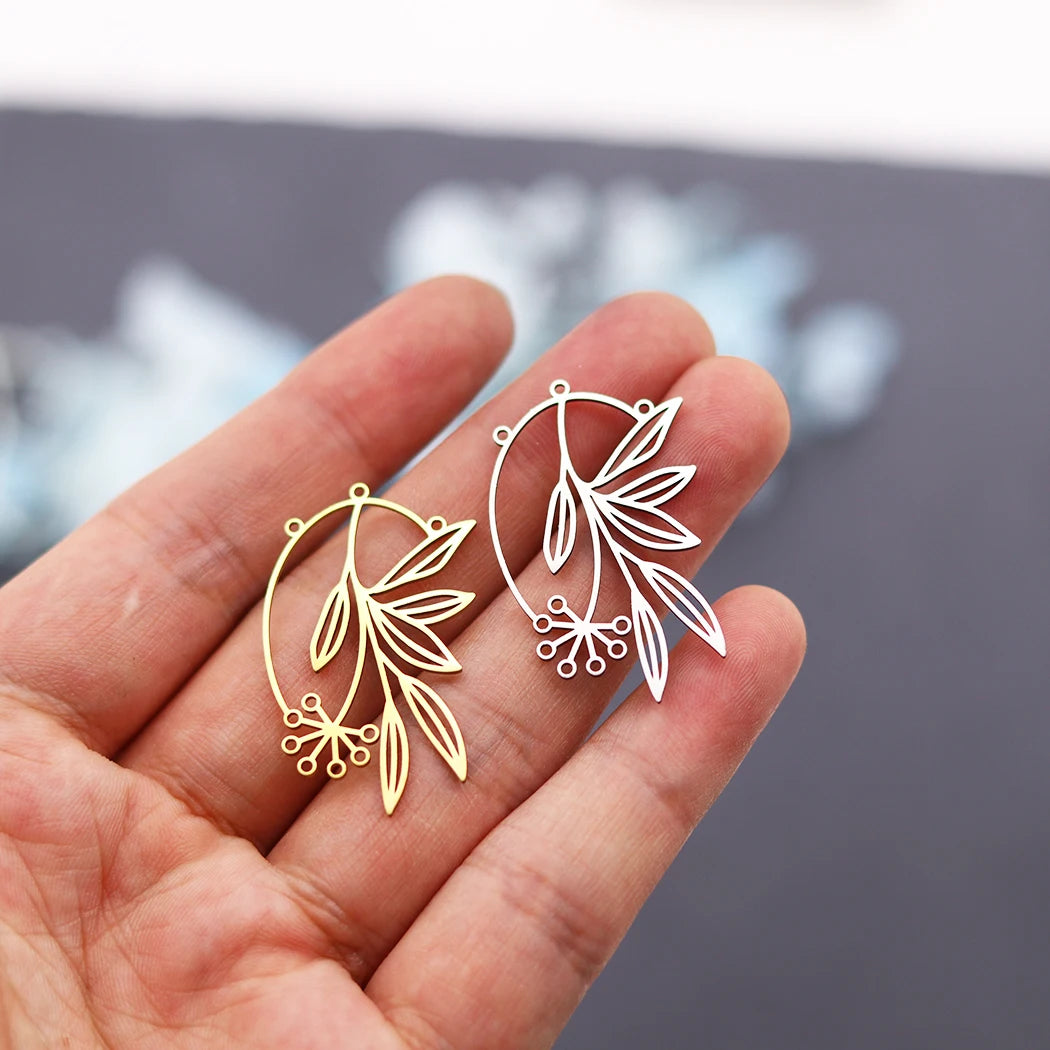 3pcs DIY Earrings Lotus Flower Yogo Buddha Stainless Steel Pendant Moon Charm For Jewelry Making Necklace Amulet Accessories