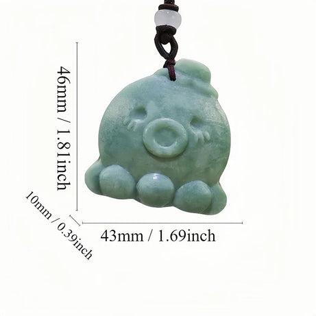 Dark Green Jade Dragon Fox & Owl Pendant Necklace, Carved Amulet Zodiac Talisman