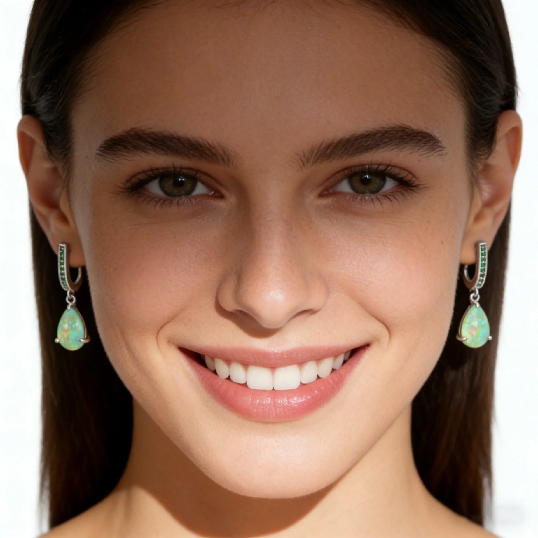Green Fire Opal Teardrop Statement Earrings Jewelry