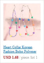 Natural Shell Beads Necklace Korean Fashion Heart Boho Polymer Clay Choker Colorful Pendant Summer Neck  Handmade Female Jewelry