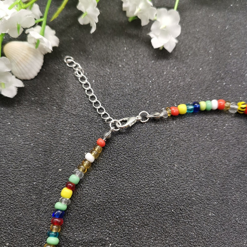 New Bohemian Colorful White Blue Beads Strand Choker Necklaces For Women Fashion Natural Shell Cowrie Pendant Necklace Jewelry - Charlie Dolly