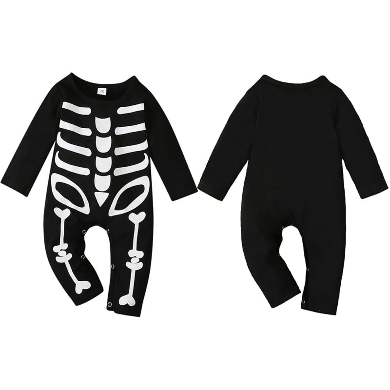 Baby Cosplay Costume Skeleton Print Long Sleeve Round Neck Romper Playsuit Infant Toddler Halloween Party Wear Fancy Dress 6-36M - Charlie Dolly