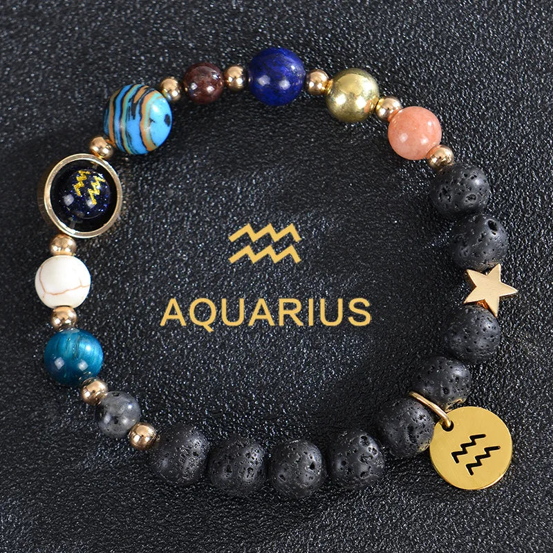 Zodiac Bracelets for Women 12 Constellations Crystal Stone Bracelet for Birthday Zodiac Gifts Constellation Charm Bracelet