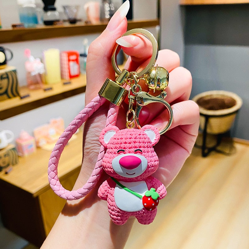 Cute Resin Keychain Charm Tie The Bear Pendant For Women Bag Car KeyRing Mobile Phone Fine Jewelry Accessories Kids Girl Gift - Charlie Dolly