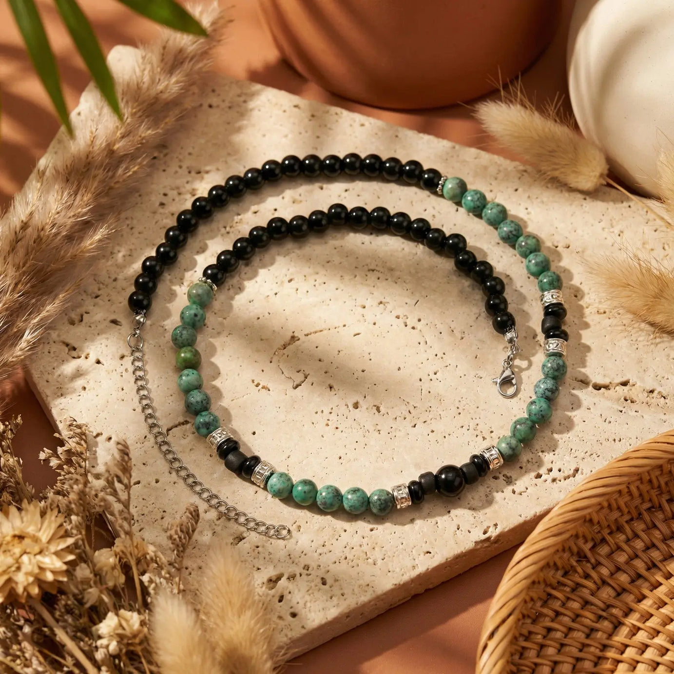 Natural Stone Beaded Choker Necklace