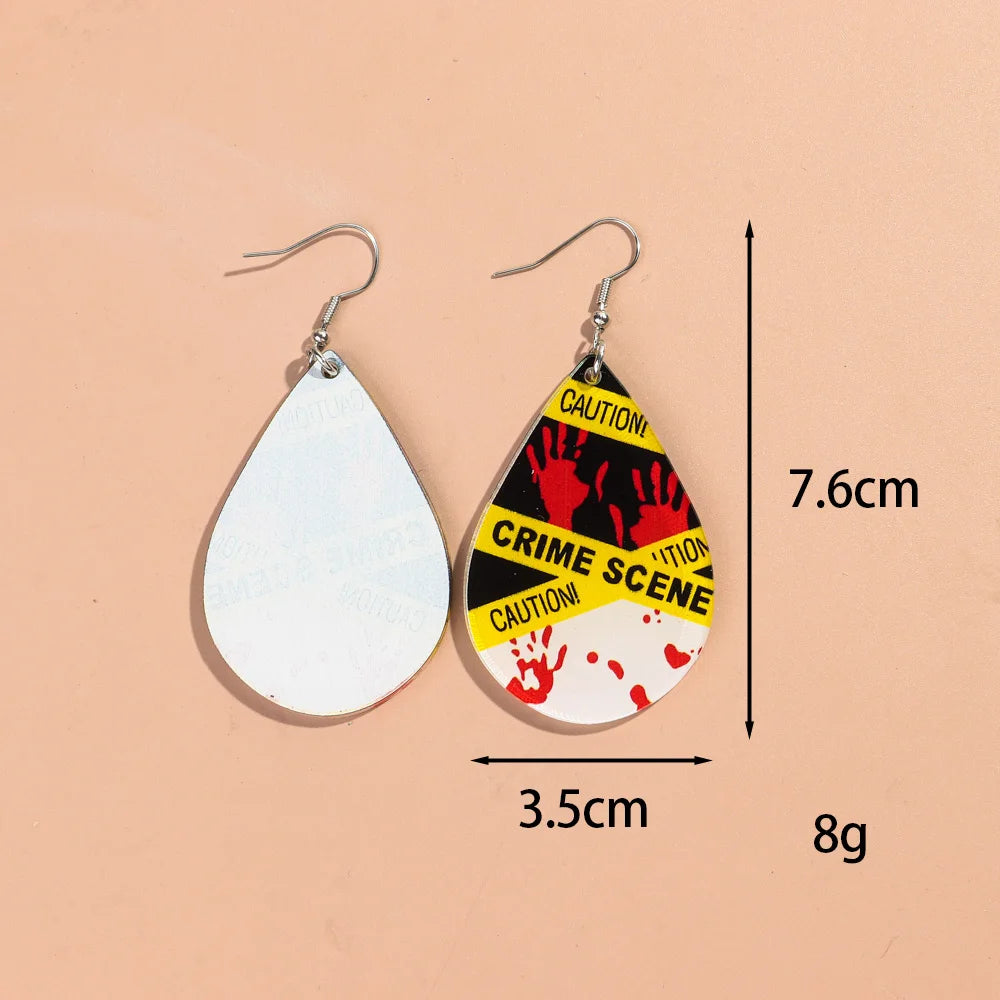 Horror Bleeding Hand Acrylic Halloween Earrings for Women New Gothic Blood Skull HELP Drop Pendant Earring Party Jewelry Gifts - Charlie Dolly