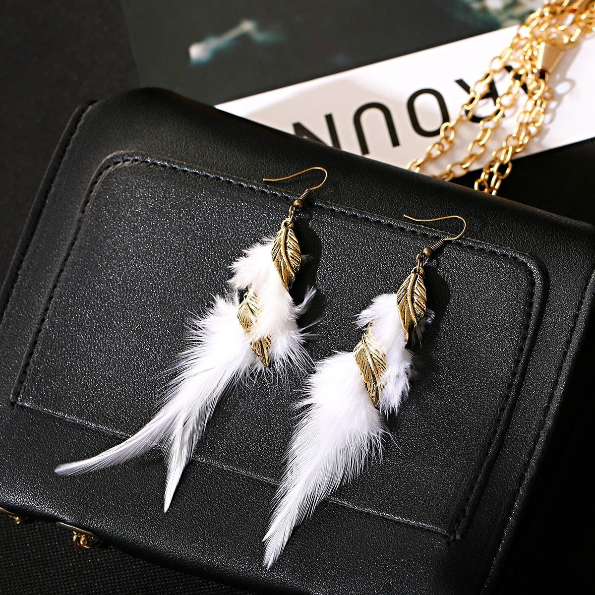 Bohemian Gold Color Long Alloy Tassel Earrings Women Kolczyki Vintage Wood Beads Feather Statement Earrings Fashion Jewelry 2019 - Charlie Dolly