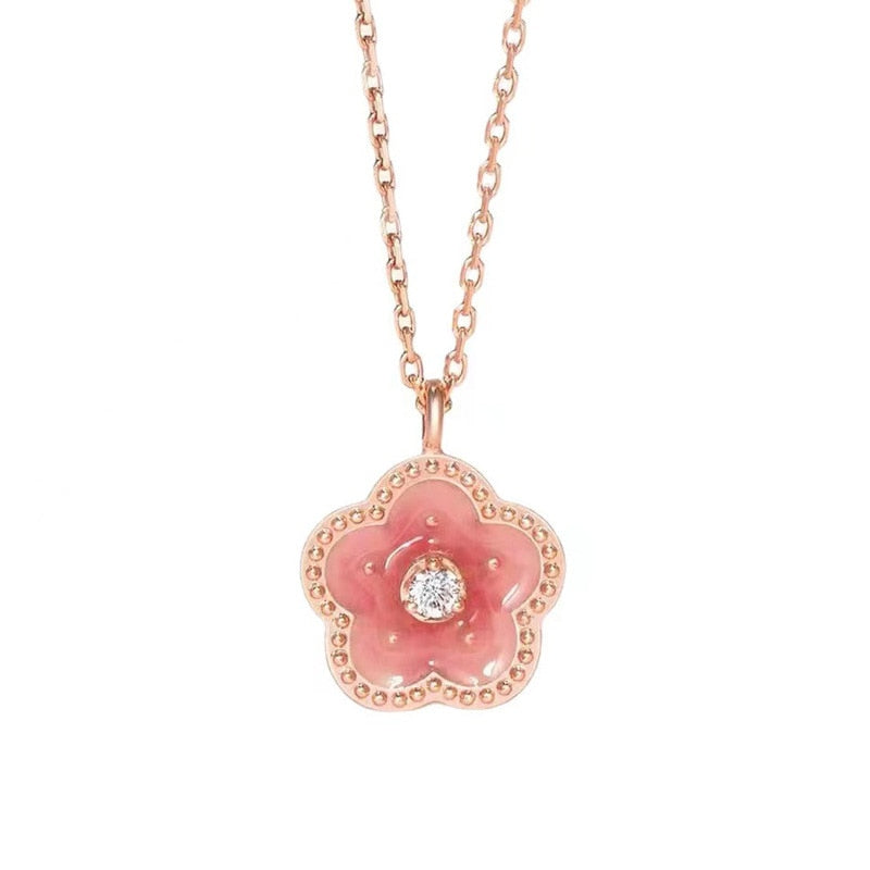 Peach Blossom Barbie Pink Gentle Reiki Ins Temperament High Sense Sweet Golden Jewelry Necklace for Women Bulk Items Whole - Charlie Dolly