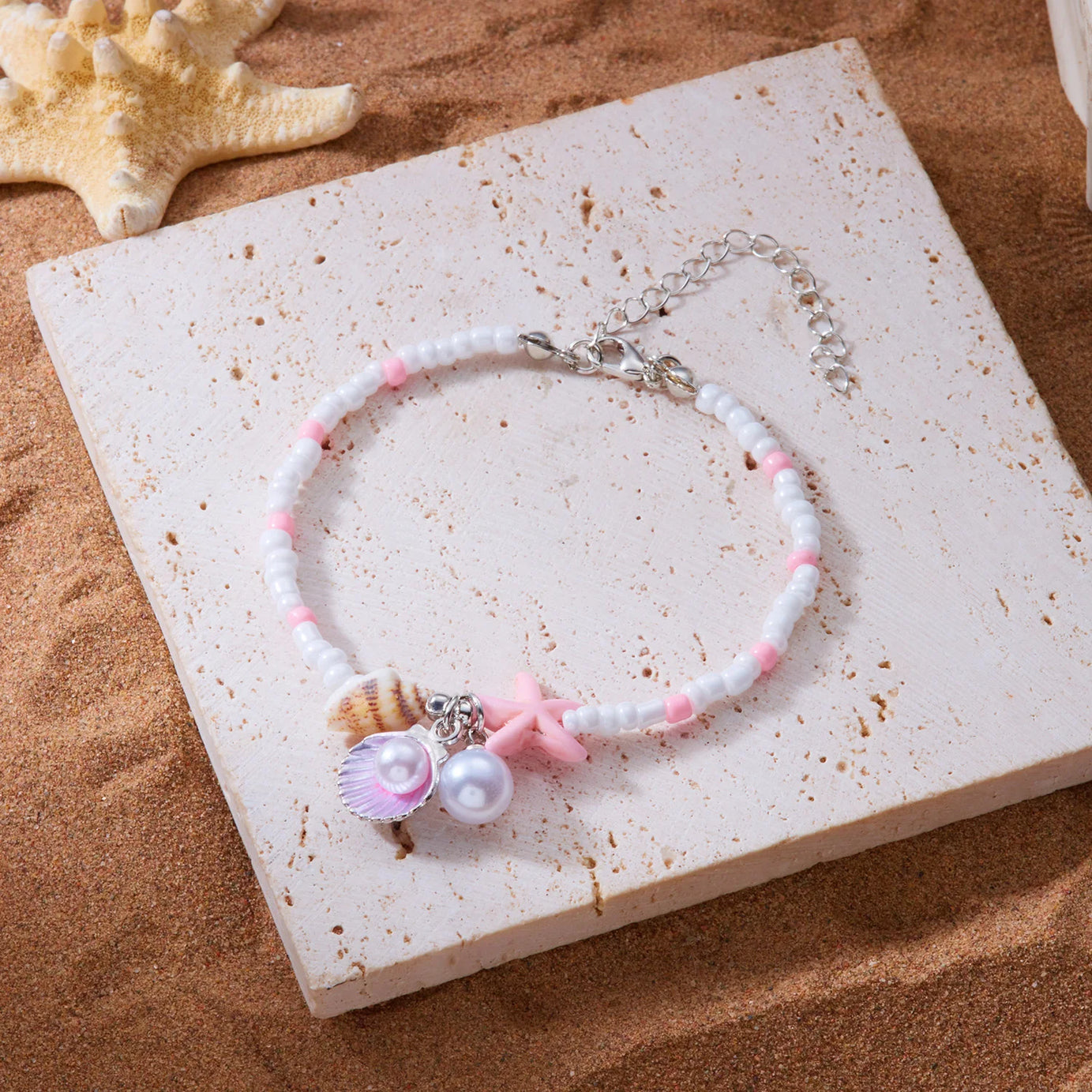 Natural Shell Chip and Conch Boho Bracelet