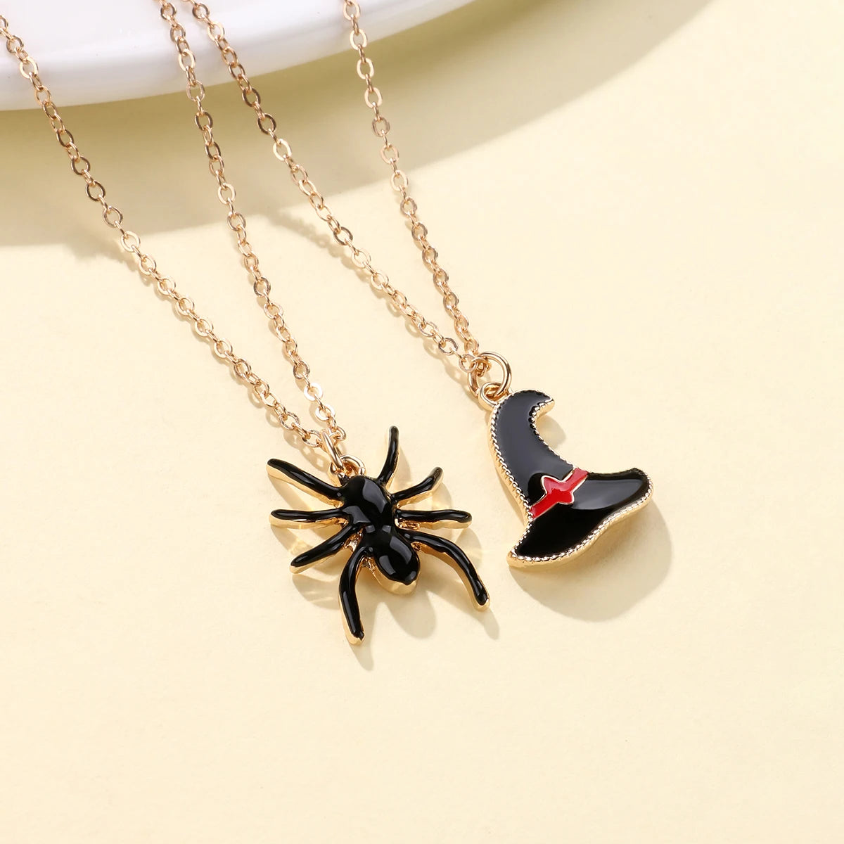 Halloween Children's Necklace Hat Pumpkin Bat Alloy Oil Drop Good Friends Versatile Collar Chain Set First Jewelry - Charlie Dolly