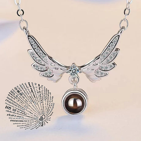 Projection Necklace, I Love You in 100 Languages, Zircon Heart Pendant Gift
