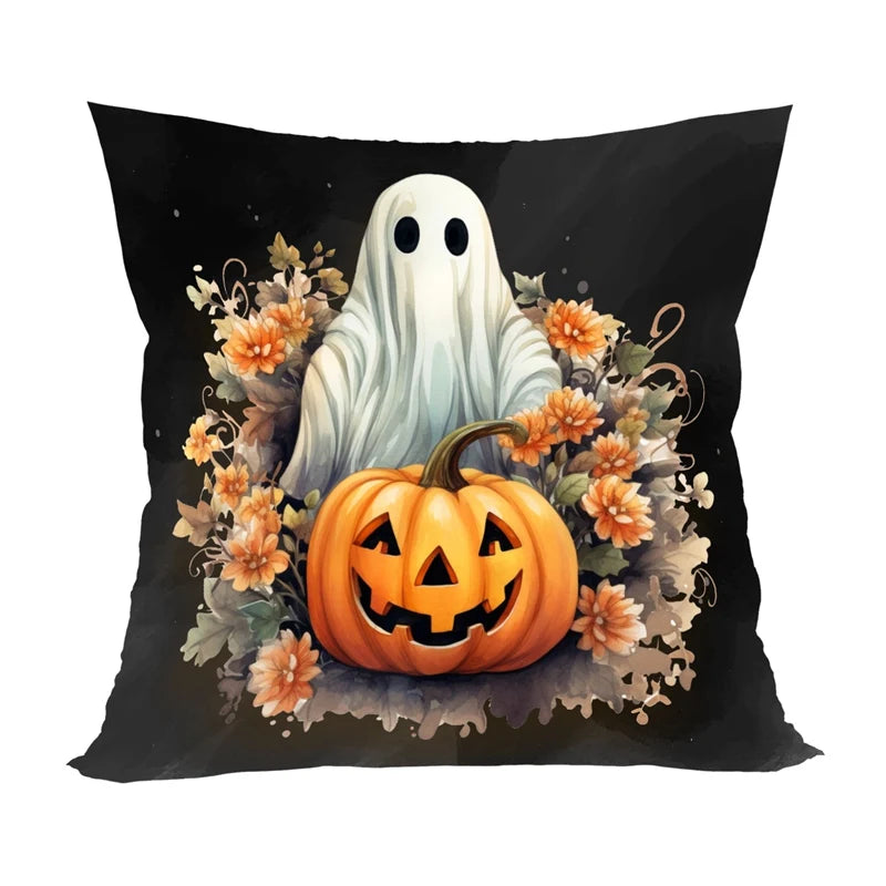 Halloween Pumpkin Ghost Pillowcase Happy Halloween Party Decorations For Home 2024 Trick or Treat Spider Bat Cat Pillow Covers - Charlie Dolly