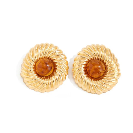 Resin Bead Big Spiral Stud Earrings Jewelry