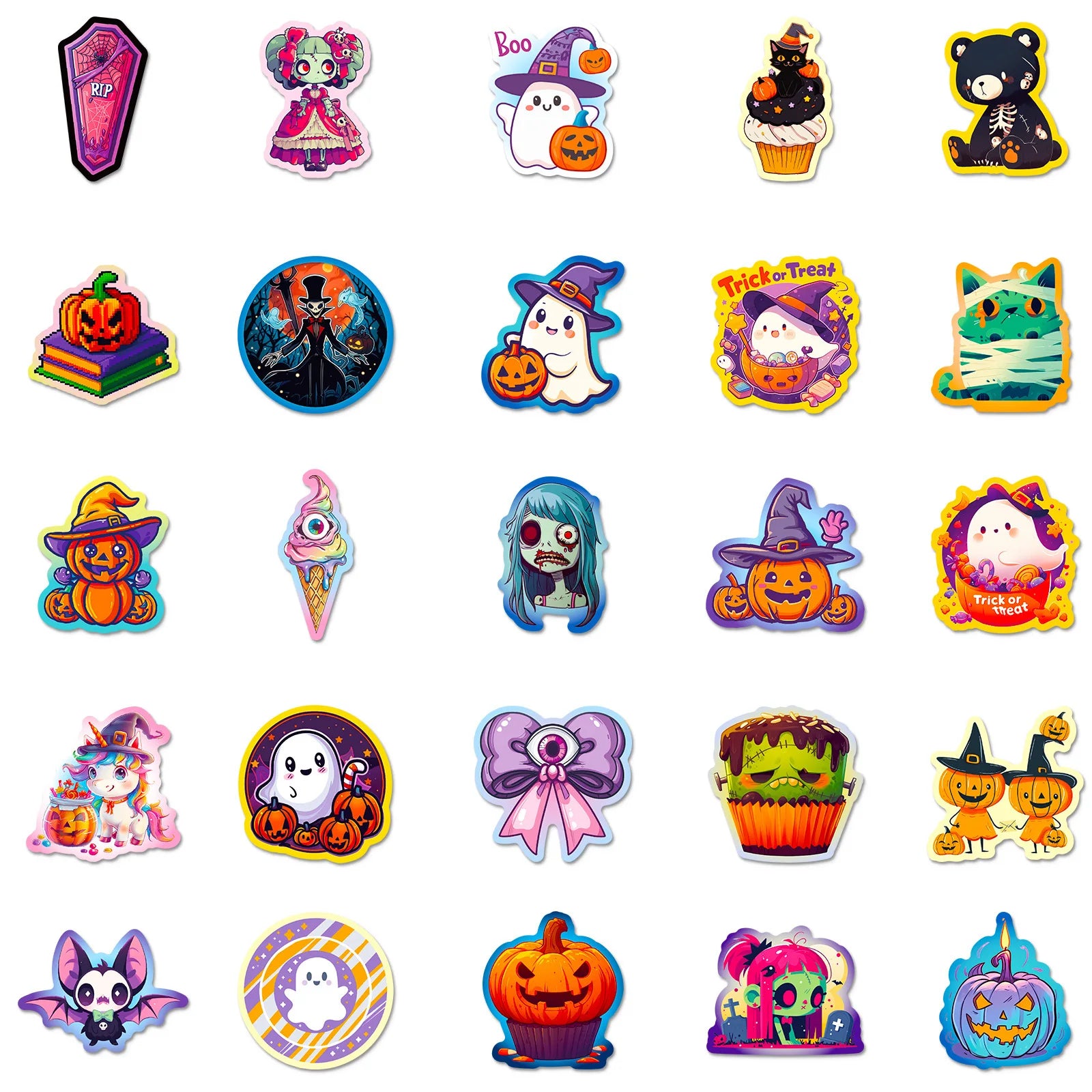 50pcs Halloween Pumpkin Bat Castle Graffiti Sticker DIY Laptops Water Bottles Phones Decorative Stickers Perfect Gift for Kids - Charlie Dolly