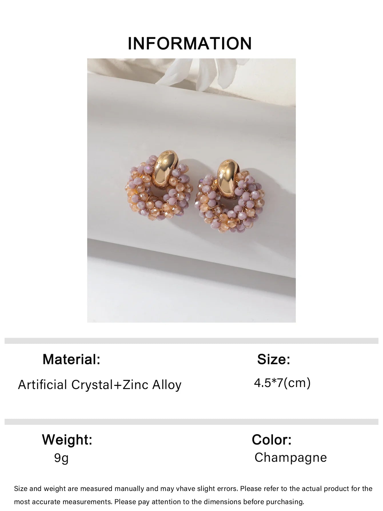 Boho Elegant Crystal Beads Drop Earrings for Women Luxury Geometric Dangle Summer Beach Party Jewelry