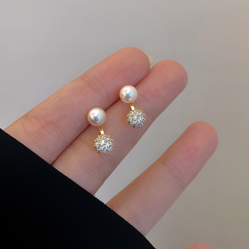 Korean  Simple Temperament Circle Pearl Earrings Fashion Small Versatile Earrings Women's Jewelry - Charlie Dolly