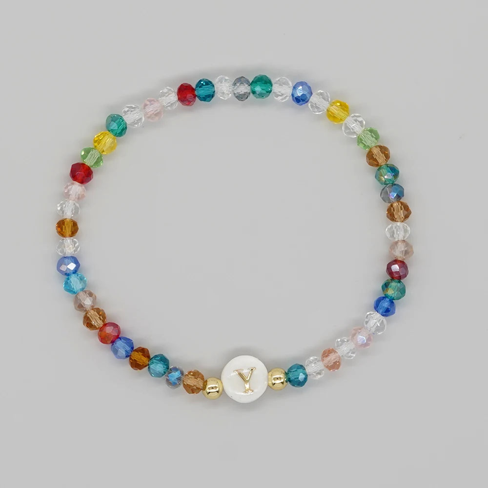 Go2Boho Crystal Shell Letter A-Z Bracelets for Women Boho Summer Beach Lucky Fashion Trend Jewelry Accessories Surprise Gifts