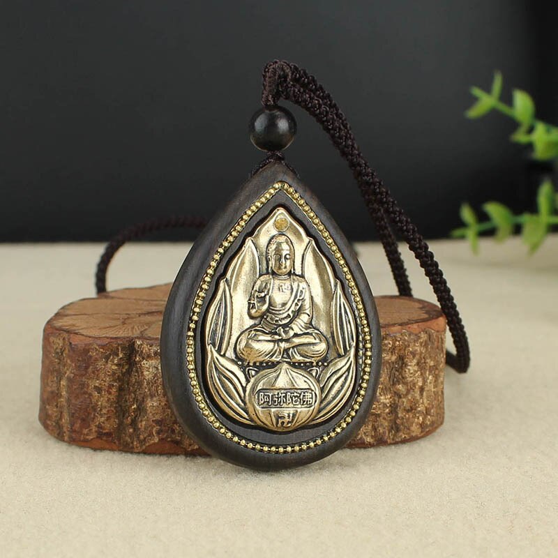 Handmade Ethnic Ebony Exaggerated Bodhisattva Pendant Necklace Women Buddha Lucky Eight guardians Amulet Necklaces For Men - Charlie Dolly