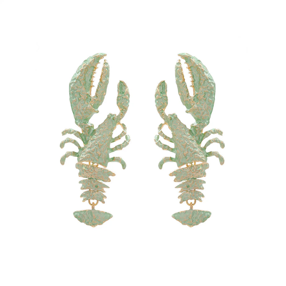 Enamel Lobster Ocean Drop Earrings Jewelry