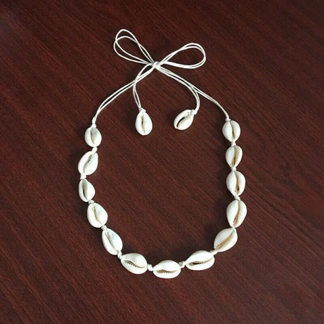 Boho Chained Shell Pendant Rope Choker Necklace