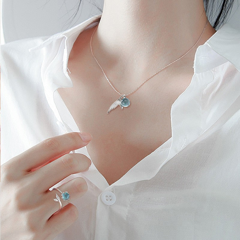 S925 Sterling Silver  Mermaid's Tears Necklace With Blue Kyanite  And Pendant  For Fashion Young Women Wear In Spring And Summer - Charlie Dolly