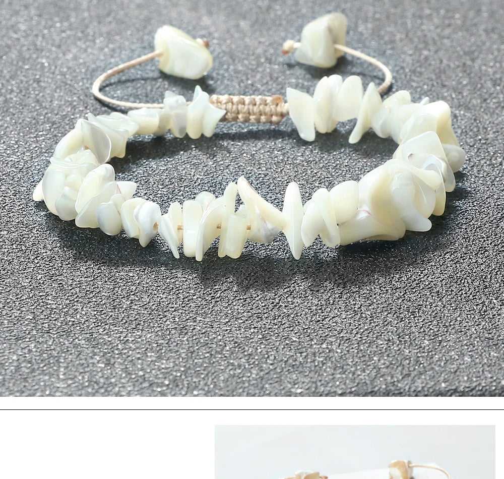 New Irregular Shape Freshwater Shell Beads Bracelet Handmade Adjustable Mother of Pearl Bangles Chain Jewelry Boho Pulsera Gift