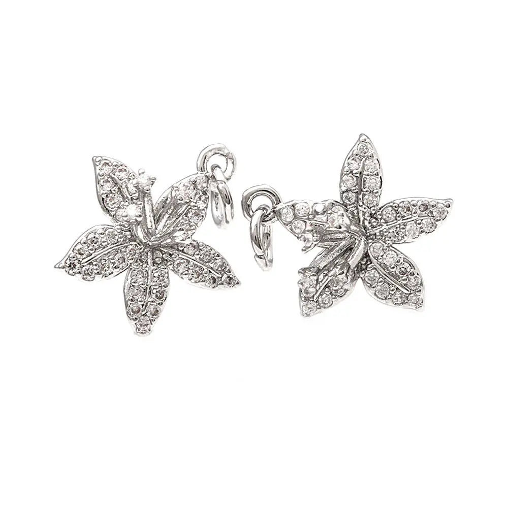 18K Gold Color Brass and Zircon Lotus Flower Necklaces Charms Pendants High Quality Diy Jewelry Accessories Making Supplies