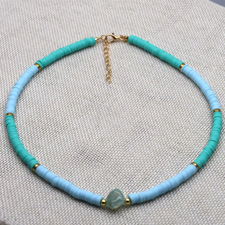 New Boho Natural Natural irregular stone Necklace Colour Soft Polymer Clay Beads Choker Necklace Beach Femme Jewelry Gift - Charlie Dolly