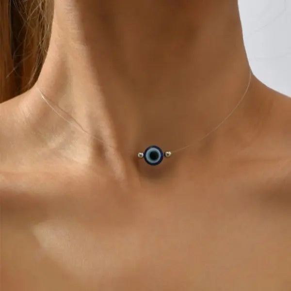 Crystal Evil Eye Layered Clavicle Chain Necklace Jewelry