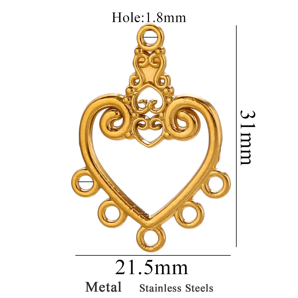 5pcs Stainless Steel Earring Connector Charms Boho Gold Hollow Pendants for Women DIY Jewelry Earring Necklace Making Wholesale