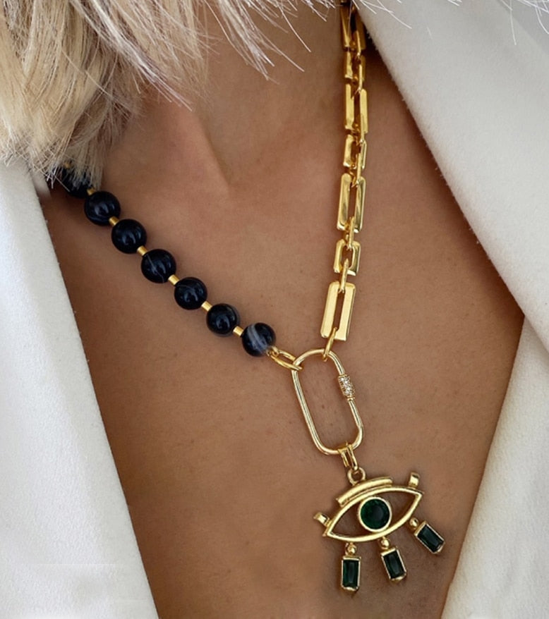 Turquoises Man Women Vintage Glamour Embellishment Necklace Multi-color Irregular Shell Beaded Collar Fashion Avant-garde - Charlie Dolly