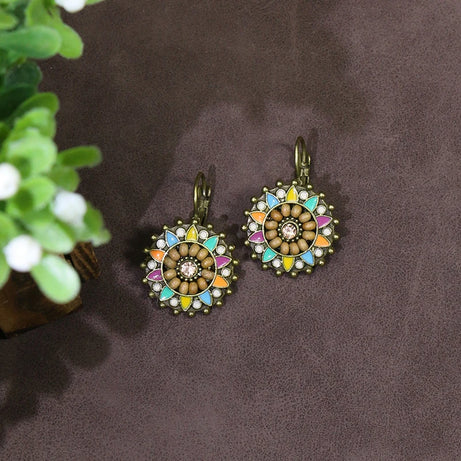 Wooden Bead Flower Leaf Long Tassel Earrings Jewelry