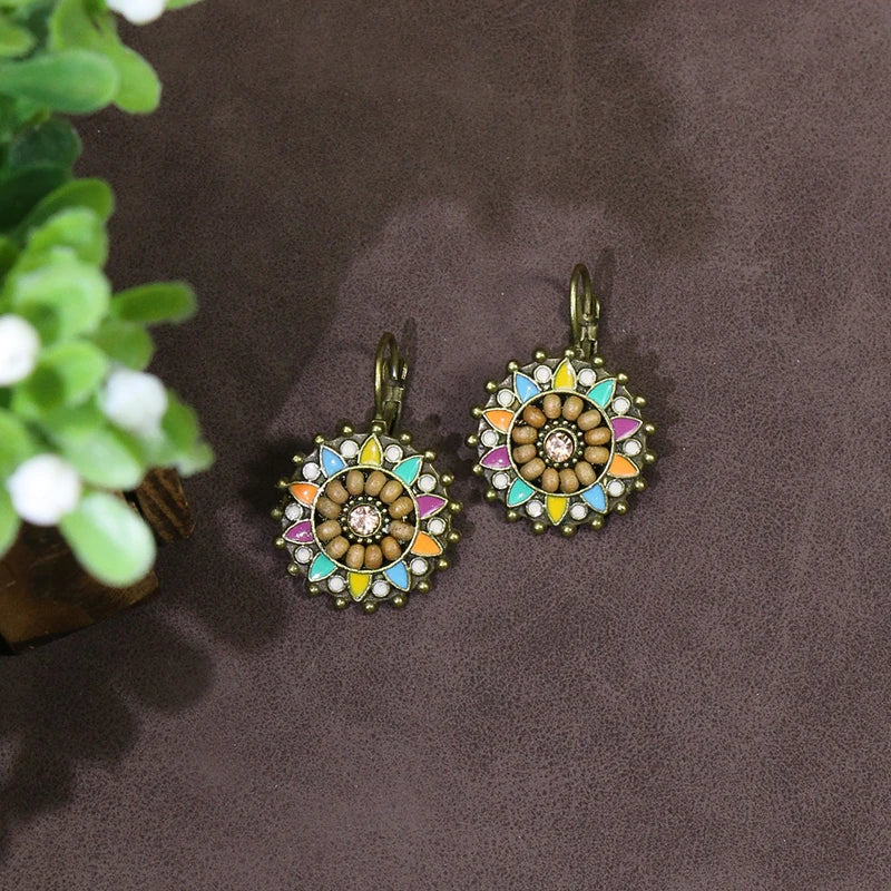 Ethnic Vintage Bohemian Drop Danlge Women's Earrings Bead Wooden Tassel Round Geometric Flower Leaf Long Boho Earrings Jewelry
