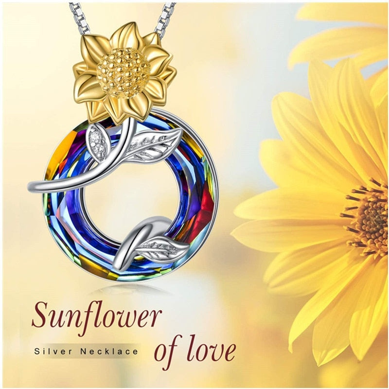 Exquisite fashion Sunflower Pendant Necklace for Women Silver - Charlie Dolly