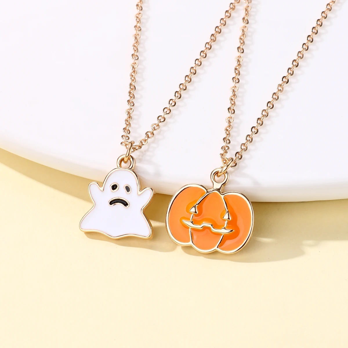 Halloween Children's Necklace Hat Pumpkin Bat Alloy Oil Drop Good Friends Versatile Collar Chain Set First Jewelry - Charlie Dolly
