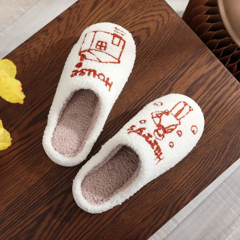 Men Women Household Slippers 2024 Autumn Winter Indoor Plush Warm Comfortable Flat Bottom Cotton Shoes Thick Sole Casual Shoes - Charlie Dolly